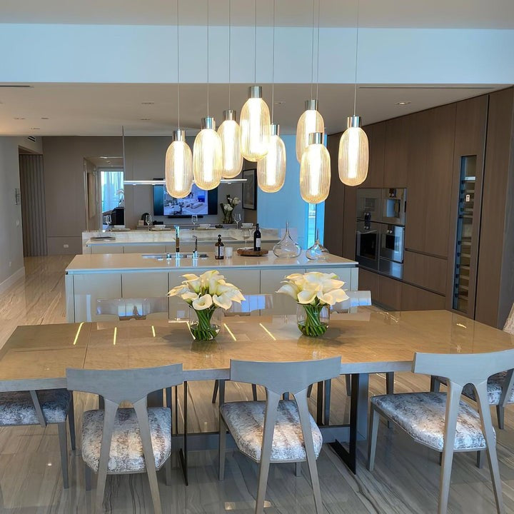 Ribbed Glass LED Pendant Light