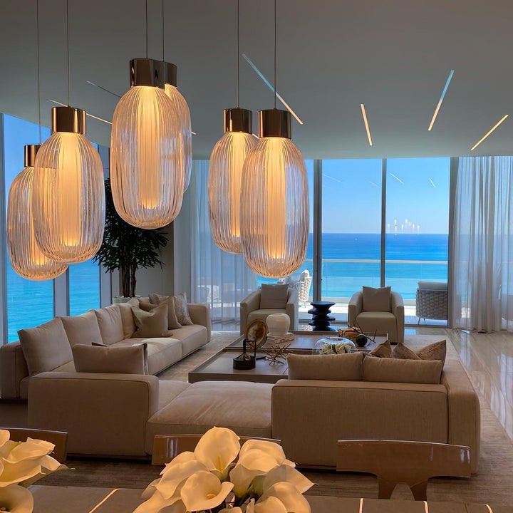 Ribbed Glass LED Pendant Light