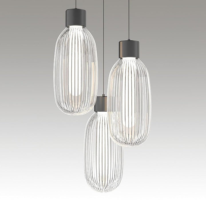 Ribbed Glass LED Pendant Light