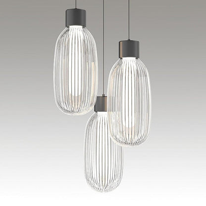 Ribbed Glass LED Pendant Light