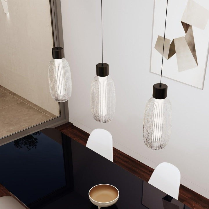Ribbed Glass LED Pendant Light