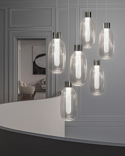 Ribbed Glass LED Pendant Light