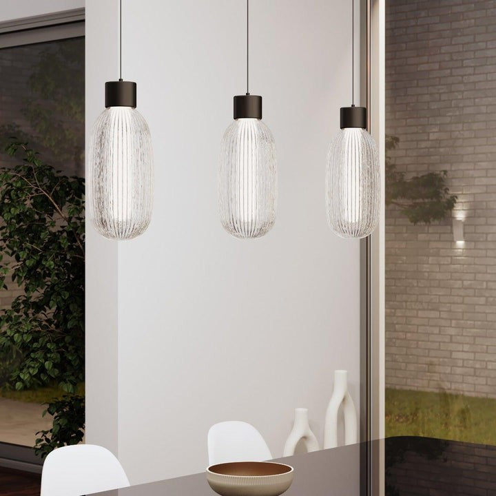 Ribbed Glass LED Pendant Light