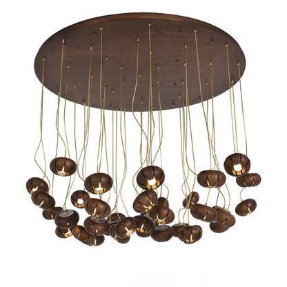Rustic Wooden Pumpkin Cluster Ceiling Light