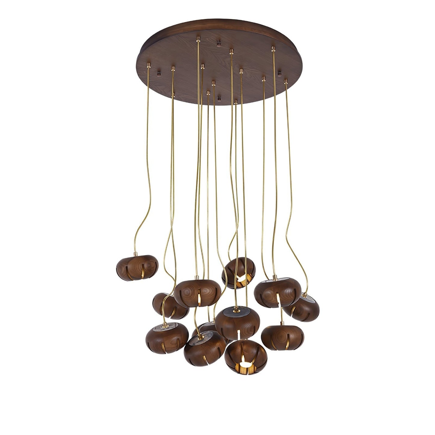 Rustic Wooden Pumpkin Cluster Ceiling Light