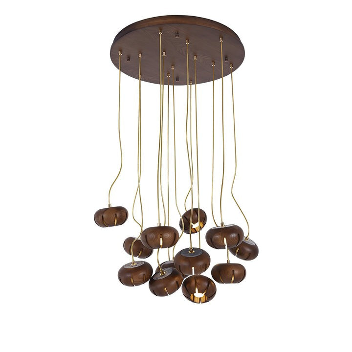 Rustic Wooden Pumpkin Cluster Ceiling Light