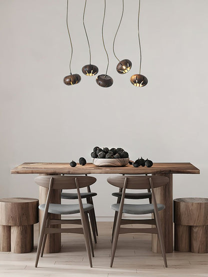 Rustic Wooden Pumpkin Cluster Ceiling Light