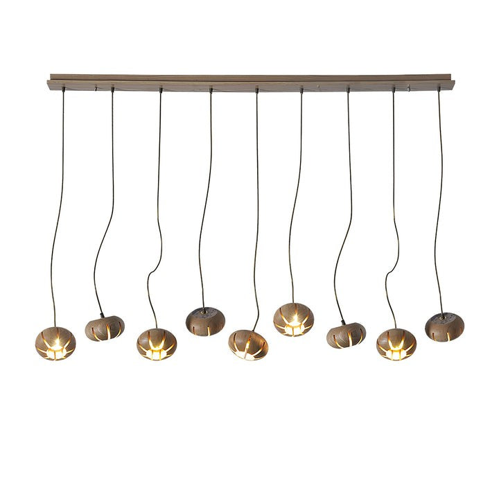Rustic Wooden Pumpkin Cluster Ceiling Light