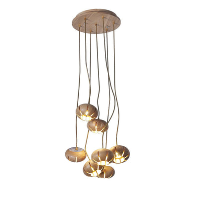 Rustic Wooden Pumpkin Cluster Ceiling Light