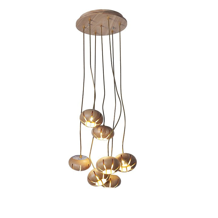 Rustic Wooden Pumpkin Cluster Ceiling Light