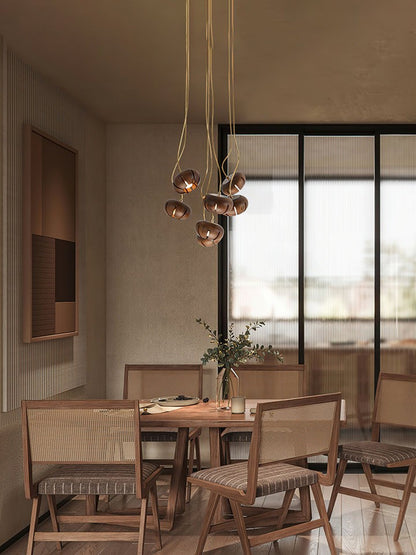 Rustic Wooden Pumpkin Cluster Ceiling Light