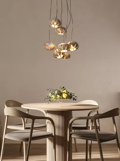 Rustic Wooden Pumpkin Cluster Ceiling Light