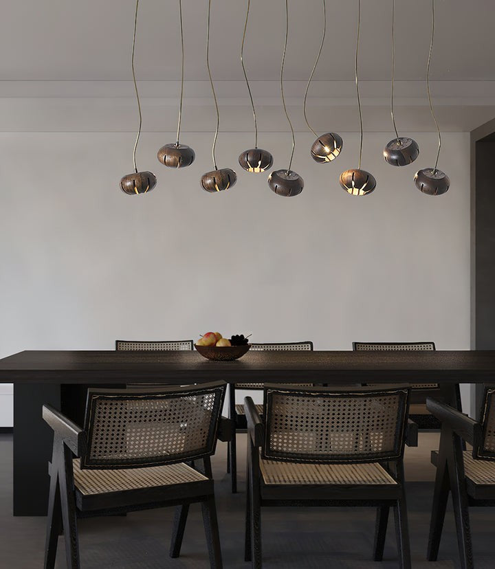 Rustic Wooden Pumpkin Cluster Ceiling Light