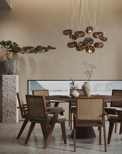 Rustic Wooden Pumpkin Cluster Ceiling Light