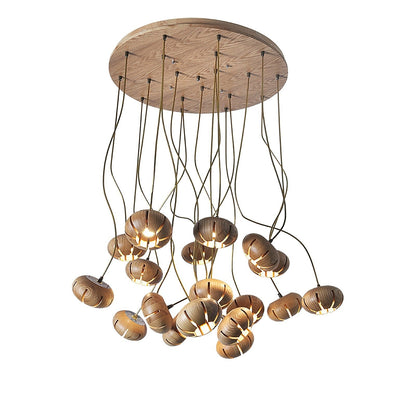 Rustic Wooden Pumpkin Cluster Ceiling Light