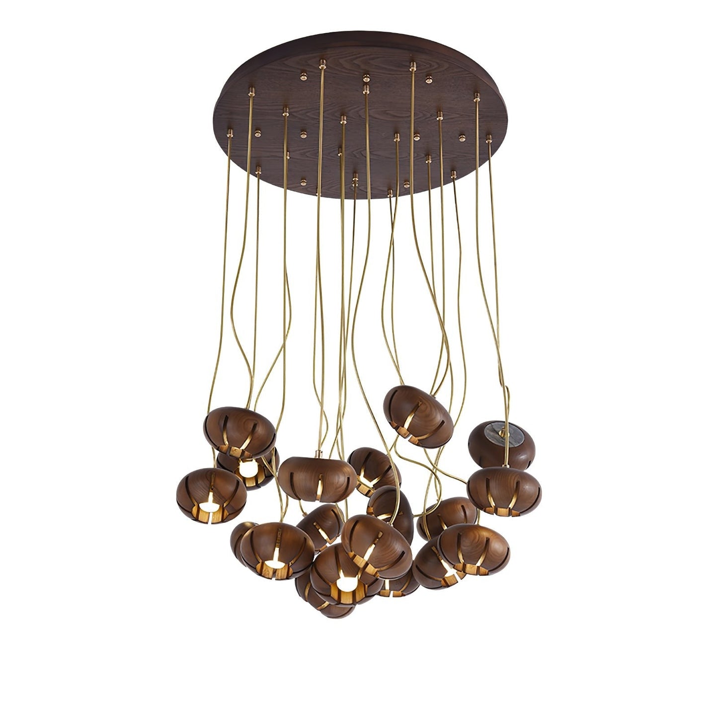 Rustic Wooden Pumpkin Cluster Ceiling Light