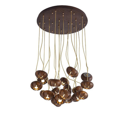 Rustic Wooden Pumpkin Cluster Ceiling Light