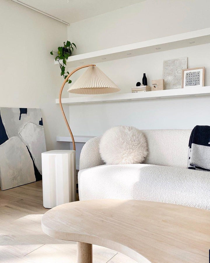 Scandinavian Beechwood & Iron LED Floor Lamp