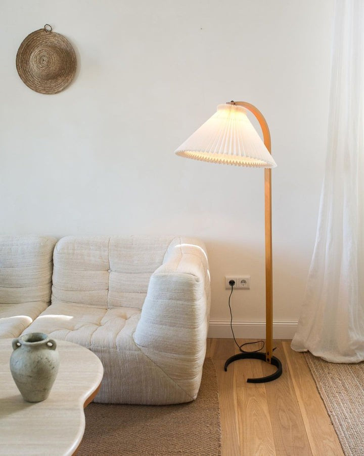 Scandinavian Beechwood & Iron LED Floor Lamp