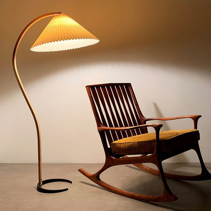 Scandinavian Beechwood & Iron LED Floor Lamp