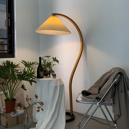 Scandinavian Beechwood & Iron LED Floor Lamp