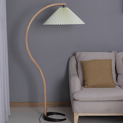 Scandinavian Beechwood & Iron LED Floor Lamp