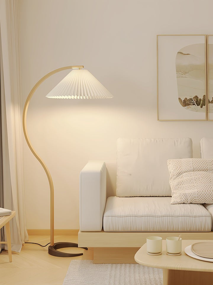 Scandinavian Beechwood & Iron LED Floor Lamp