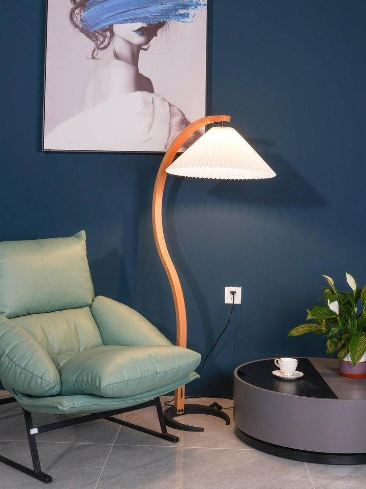 Scandinavian Beechwood & Iron LED Floor Lamp
