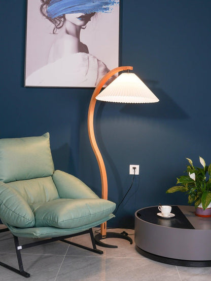 Scandinavian Beechwood & Iron LED Floor Lamp