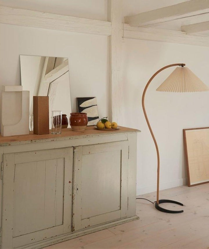Scandinavian Beechwood & Iron LED Floor Lamp