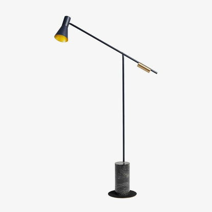Scandinavian Black Metal & Marble Floor Lamp