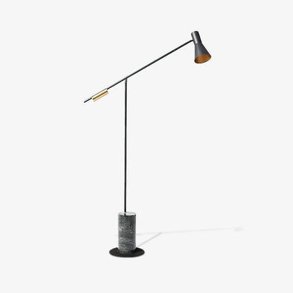 Scandinavian Black Metal & Marble Floor Lamp