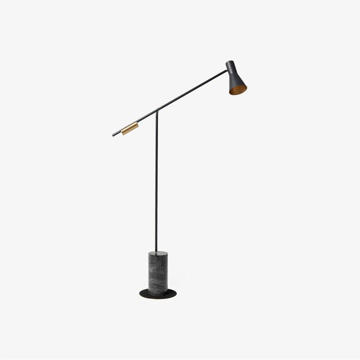 Scandinavian Black Metal & Marble Floor Lamp