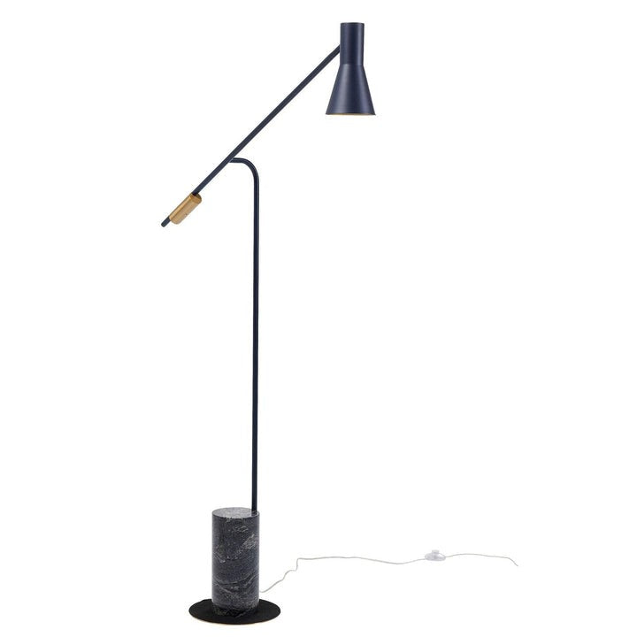 Scandinavian Black Metal & Marble Floor Lamp