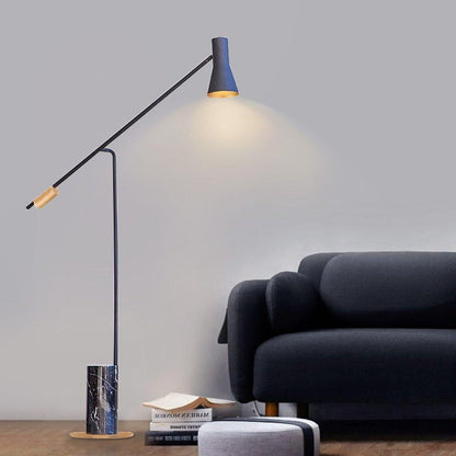 Scandinavian Black Metal & Marble Floor Lamp