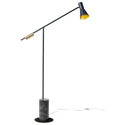 Scandinavian Black Metal & Marble Floor Lamp