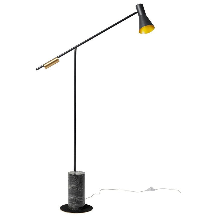 Scandinavian Black Metal & Marble Floor Lamp