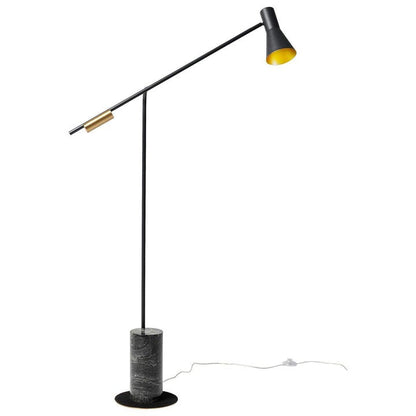 Scandinavian Black Metal & Marble Floor Lamp