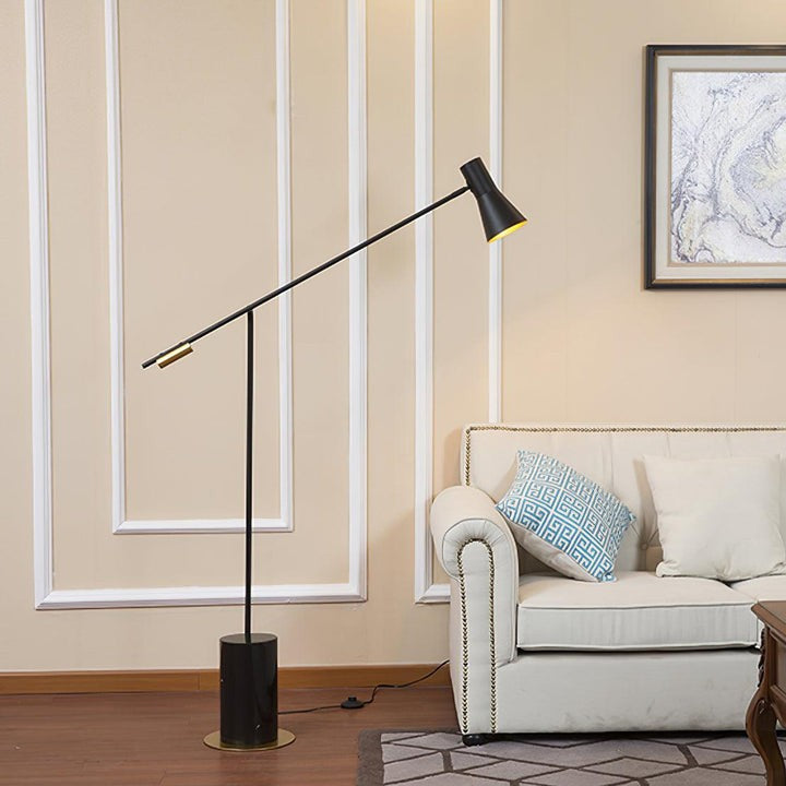 Scandinavian Black Metal & Marble Floor Lamp