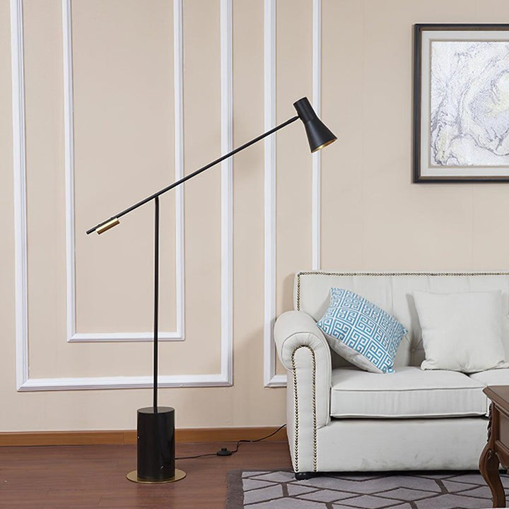 Scandinavian Black Metal & Marble Floor Lamp