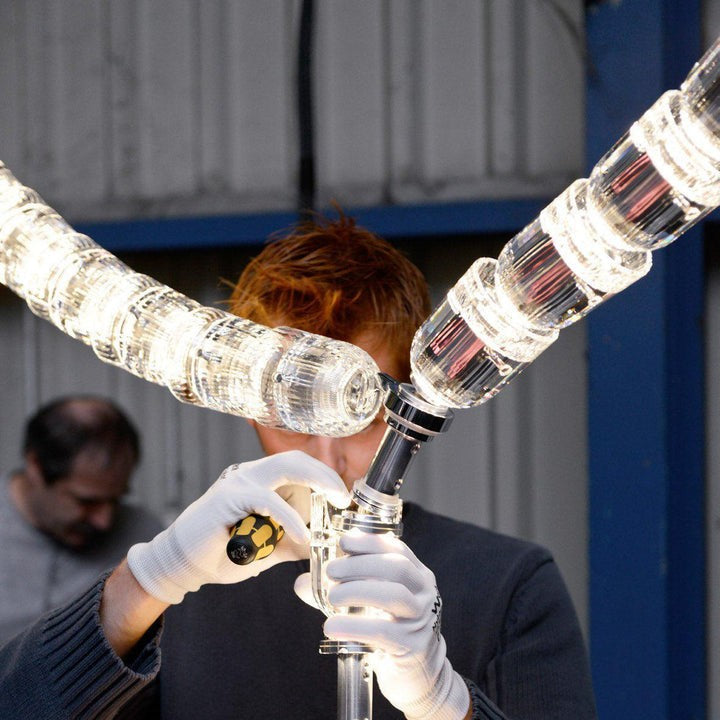Sculptural Acrylic LED Chandelier - 80/100/111 Heads, Chrome or Gold