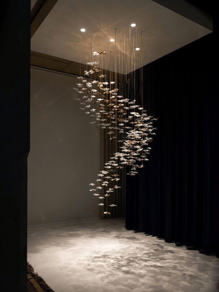 Sculptural Glass Wave Pendant Light