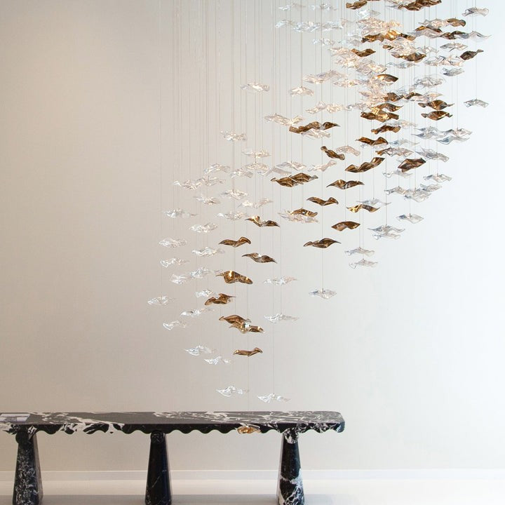 Sculptural Glass Wave Pendant Light