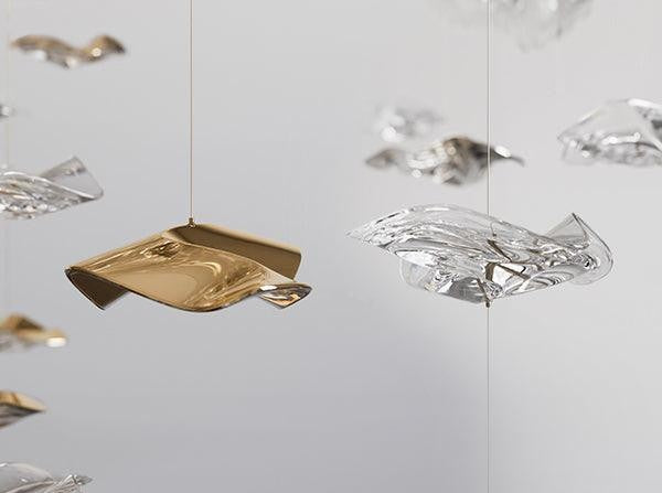 Sculptural Glass Wave Pendant Light