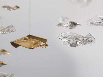 Sculptural Glass Wave Pendant Light