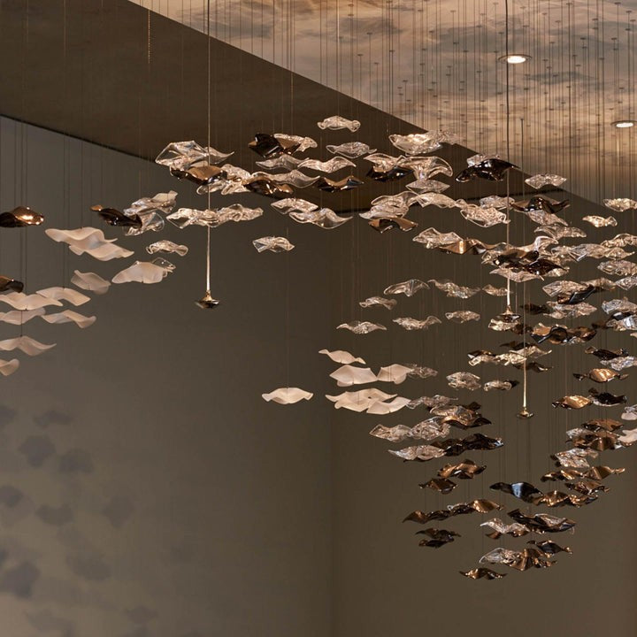 Sculptural Glass Wave Pendant Light