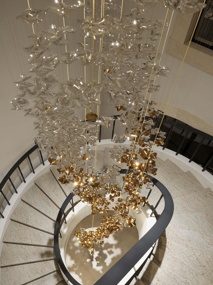 Sculptural Glass Wave Pendant Light