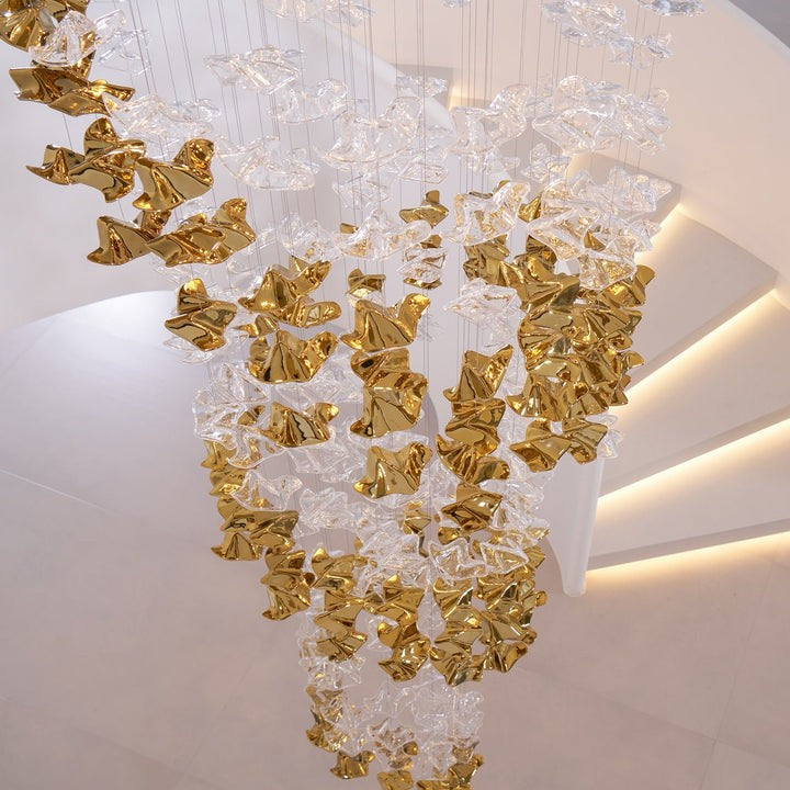 Sculptural Glass Wave Pendant Light