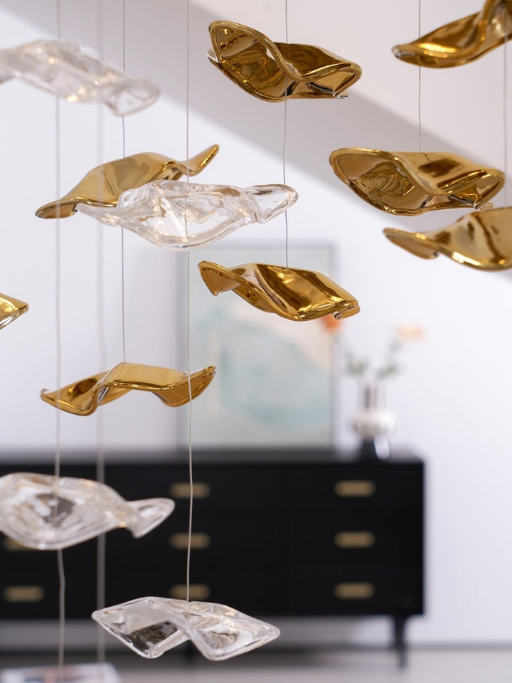 Sculptural Glass Wave Pendant Light