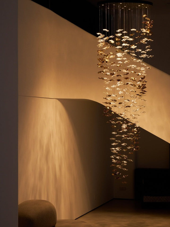 Sculptural Glass Wave Pendant Light